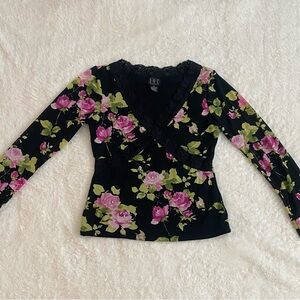 INC International Concepts Floral Lace Trim Top